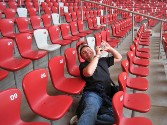 Dan enjoying being a photographer. Look at the funky seats.