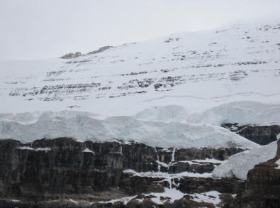 Up close to Victoria Glacier after seeing it across the lake from the hotel